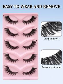 NAIJEMA 3D Natural Transparent Lashes, 5 Pairs Fluffy Soft Criss-Cross Cartoon Style False Eyelashes, Delicate Natural Eyelash Extensions Makeup False Lashes - Black - View 5