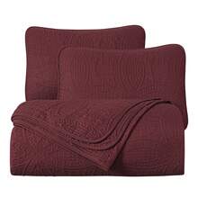 Austin Oversized Bedspread Set 3-Piece Ultrasonic Quilted Soft Lightweight Microfiber Coverlet For All Season - Màu Đỏ Sâu - Xem 5