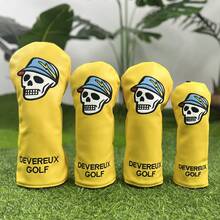 1pc Yellow Hat Wearing Skull Golf Club Head Cover, Golf Putting Cover, Golf Fashionable Club Cover, Suitable For Male And Female Outdoor Enthusiasts, Made Of Waterproof Materials, Providing The Best Protection For Your Golf Club - Multicolor - View 1