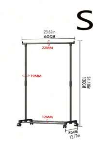 1pc Easy Assemble Floor Standing Drying Rack, Single Rod Double Rod Storage Rack, Garment & Hat Rack, Balcony Drying Rack With Swivel Wheels, Movable Storage Organizer