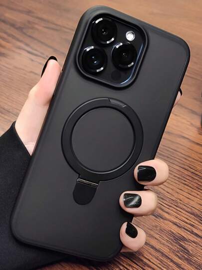 1pc Clear Matte Invisible Ring Holder Stand Case For IPhone17 16 15 14 13 12 11 Pro Plus Max Wireless Charge Glass Lens Cap Film Cover