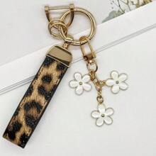 TTOBS 1pc Elegant Leather Key Chain With Lovely Flower Pendant - Durable, Fashionable And Multifunctional Keychain For Women - Variety Of Colors, Perfect Accessory And Gifting Idea For Car Owners
