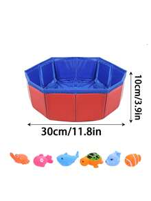 1 Collapsible Cat Pool Toy, Portable Cat Indoor/Outdoor Water Bowl With 6 Squeaky Sounding Toys, Cat Interactive Entertainment Set, Keeps Cats Playing! - Multicolor - View 14