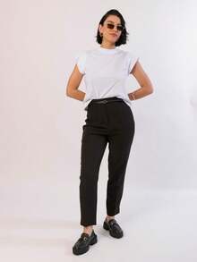 Kit 3 T Shirt Muscle Tee Blouse Turtleneck Women Short Sleeve Basic Plain Black White Nude T-Shirt - Màu xanh hải quân - Xem 3