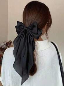 2pcs/1pc Oversized Black & White Satin Bow Hair Clips, Elegant & Retro Hair Accessories, Fashion Hair Clips For Women Valentine's Day Valentines