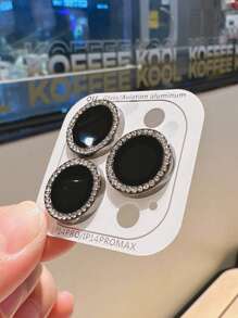 1 Pack Shiny Multicolor Rhinestone Camera Lens Film Protector With Metal Ring, Compatible With IPhone 11/12/13/14/Pro/Max/15/16Pro Max Gift For Birthday, Family, Friends Sparkling Crystal, Lens Protector, Phone Accessories