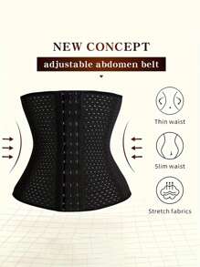 1pc Women's Adjustable Buckle Waist Belt, Breathable Hollow Out Waist Trainer Cincher Shapewear Corset, 3 Rows Of Buttons