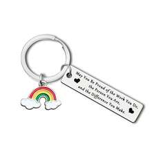 Graduation Season Gift Teacher Double-Sided Engraved Metal Stainless Steel Key Pendant - Black - View 5