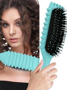 1PC Bàn chải định hình tóc xoăn nâng cấp mới, Bàn chải tóc xoăn có thiết kế đặc biệt, Bàn chải tạo kiểu định hình tóc xoăn dành riêng cho tóc xoăn, định hình và định hình tóc xoăn cho nam nữ để giảm tình trạng tóc bị kéo và tách khỏi tóc xoăn. Được thiết kế bởi Candybrush - Nhiều màu - Xem 2