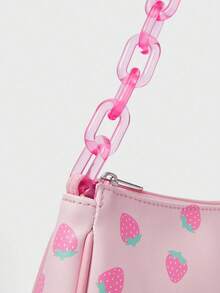 1pc Cute Strawberry Underarm Bag, Sweet Girl Casual Shoulder Bag - Shoulder Bag - View 8