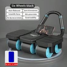 6 Wheel 8 Support Abdominal Muscle Roller, Automatic Rebound Abdominal Wheel Roller, Home Gym Abdominal Muscle Machine - Black - View 7