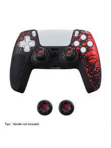 2 件套：1 个黑蜘蛛控制器保护套 + 1 对蜘蛛操纵杆帽，用于 PlayStation 5 游戏控制器保护，防滑、防汗、防尘、防刮、提高抓握力、增强游戏体验，情人节/春季浪漫礼物