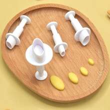 4pcs Cake Fondant Cookie Plastic Baking Cutter Mold, Biscuit Stamps For Kitchen Baking Tools - White - View 6