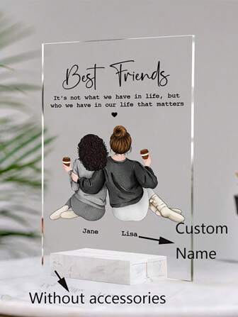 1 Pc Personalized Best Friend Gift • For Soul Sisters • Besties Frame Print • Custom Friendship Portrait Plaque • Birthday Gifts For Best Friends