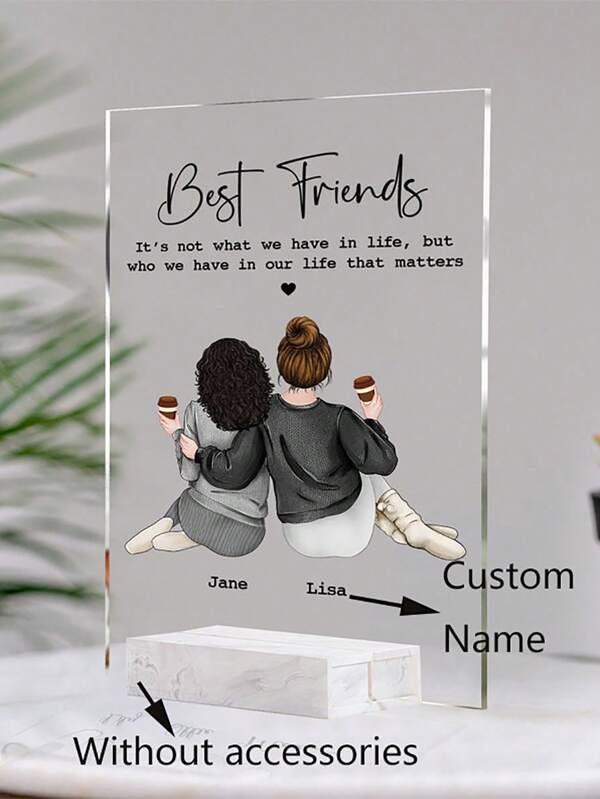1 Pc Personalized Best Friend Gift For Soul Sisters Besties Frame Print Custom Friendship Portrait Plaque Birthday Gifts For Best Friends, Home Harmony