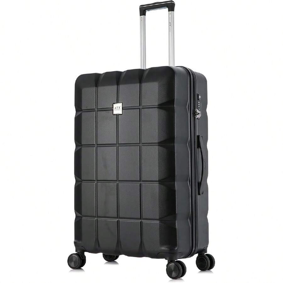 Luggage Suitcase Large On 4 Dual Spinner Wheels Super Lightweight ABS Hard Shell Hold Check In With Built-In TSA Lock (Black, 110 Liter) - Black - View 1