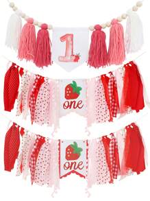 1 Peça Guirlanda de Parede Artesanal com Borla Floral de Morango, Adequada para Decoração de Festa de Aniversário, Decoração de Cadeira, Decoração de Parede