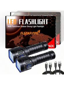 2pcs New Product In 2025, Brand New Aluminum Alloy High Lumen Flashlight, 4 LED Lamp Beads, Type-C Charging, For Outdoor Sports, Powerful Handheld Flashlight, Very Suitable For Emergencies, Outdoor Adventures,2500mAh