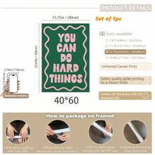 1pc, Canvas Hanging, Framed, Wall Arts, Posters, You Can Do Hard Things Art Print, Pink And Green Poster, Daily Reminder Affirmation Poster, Girly Bedroom Art, Dorm Decor, Home Office Decor, Room Decor
