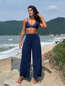 Beach Cover-Up Pants Jumpsuit - Azul Marino - Ver 2