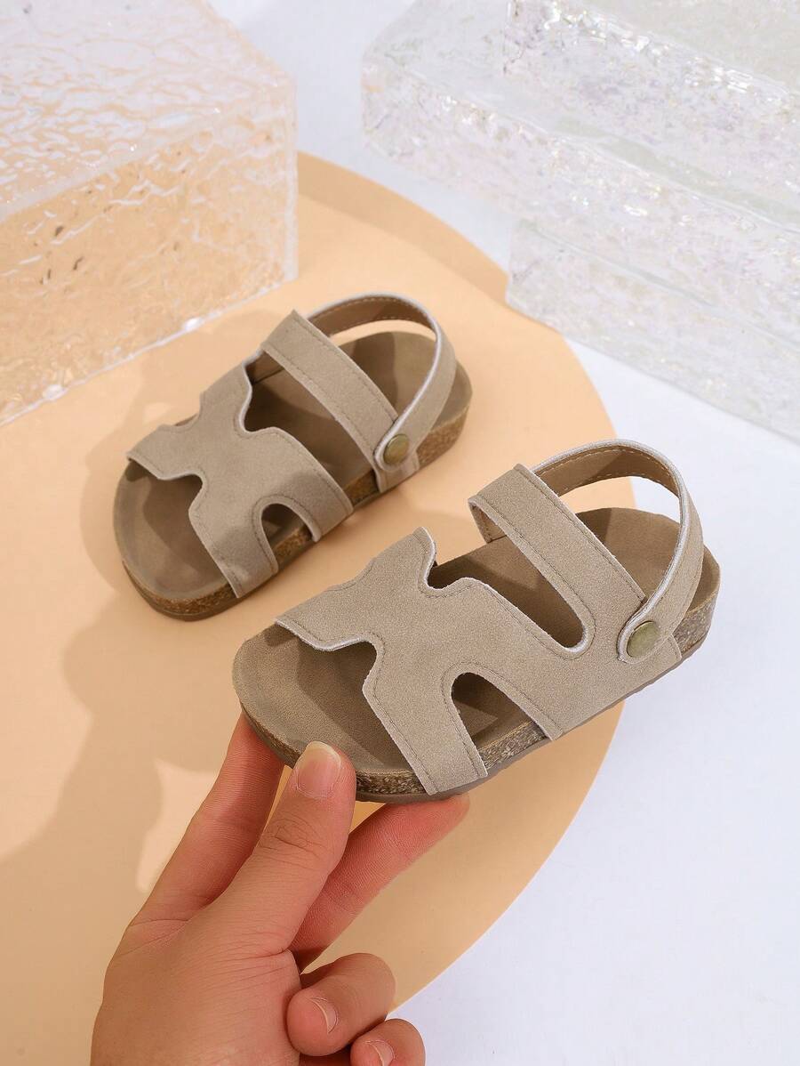 1 Paio di Sandali casual in stile moda per bambini, con suola morbida, color kaki, scarpe da spiaggia estive unisex per bambine e bambini, con suola morbida, slip-on, punta aperta