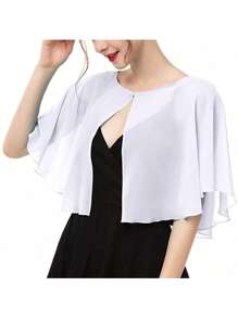 1 pezzo Scialle cardigan in chiffon morbido da donna per l'estate, perfetto come stola da sposa per cerimonie serali e come mantellina parasole per accessori fotografici da donna