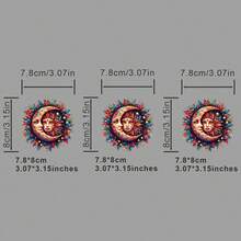 1 件/2 件/3 件太阳和月亮神秘天体装饰贴片。A 级可洗熨烫转印，适用于 DIY T 恤、背包、贴纸、装饰品、复古邮票、标签、徽章、符号、复古棒球帽