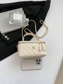 新款顶部手柄盒状包，简约时尚单肩包和斜挎包 - 白色 - 查看 10