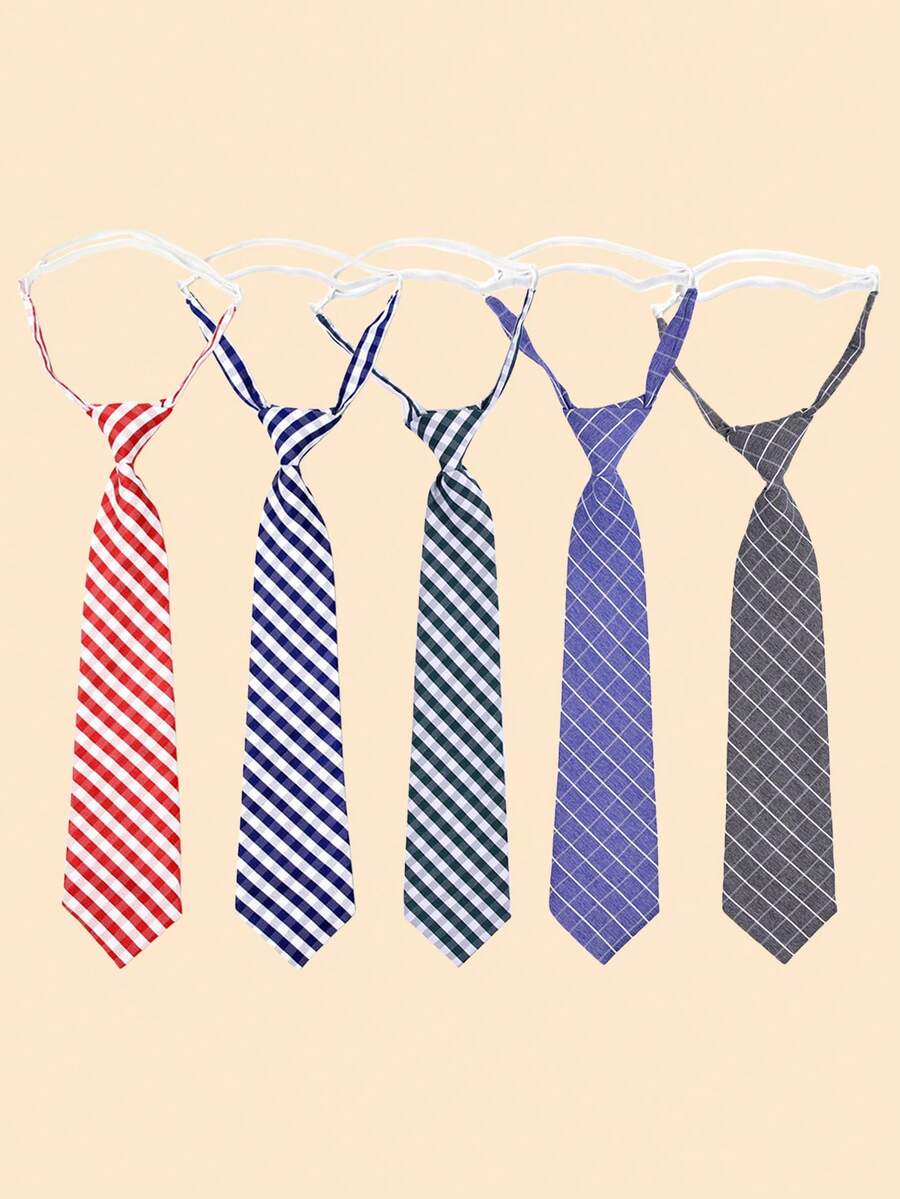 1pc Kids Plaid Clip-On Tie, School Uniform Style, Casual Necktie - Multicolor - View 1