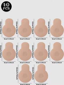 10 件装粘性胸罩一次性乳房提升胶带提升乳头罩适用于大胸围和大码女性粘性自粘无肩带隐形胸罩可重复使用乳房提升胶带乳头贴罩胸垫配件奶嘴罩可防止突出点突出，提升提升胸罩 - 杏色 - 查看 15