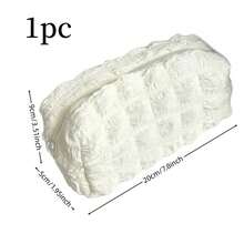 1pc Cream Puff Pen Bag Highly Attractive Level Large Capacity Soft Simple Dirt Resistant Stationery Bag Pencil Case - Multicolor - View 7