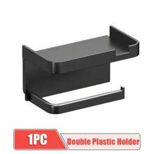1 pieza Portarrollos de papel higiénico montado en la pared, hecho de plástico resistente a la oxidación, diseño autoadhesivo, práctico y conveniente, disponible en 3 colores para decoración de baño y otoño