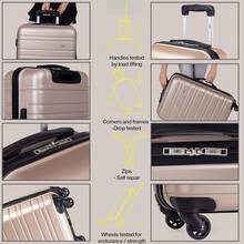 ABS Hard Shell 30 Inch Suitcase - Travel Luggage With 4 Spinner Wheels | Telescopic Drag Handle | Hard Sided Suitcases Weighing 4.3kg Cap 96L Height 76.5cm (Champagne, Large) - Champagne - View 5