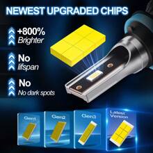 2pcs New Upgraded LED 9005/HB3 9006/HB4 H1 H4 H7 H11 H13 9007 9004 9012 50000LM 180W High Low Beam Car Bulbs 6000K Cooling White Easy To Install 3570 CPS Chip 800% High Brightness