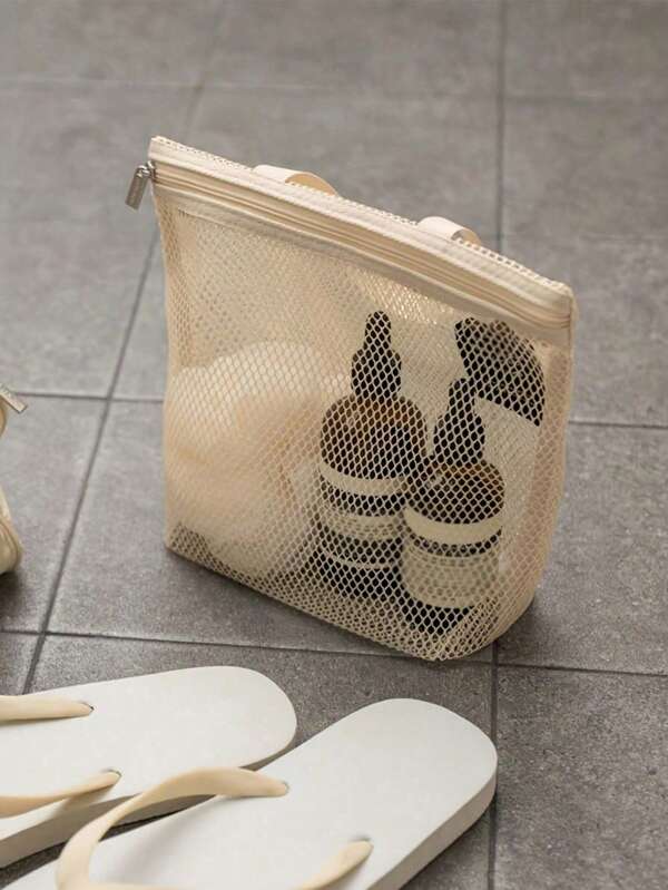 Lightweight Mesh Shower Bag,With Zipper Handle,Portable Hanging Toilet And Bathroom Organizer,With Quick Dry Technology,Portable Toiletry Tote,Great For Gym And Travel Cosmetic Bag Makeup Storage Makeup Organizer Travel Accessories Brush Bag Make Up Container Travel Stuff Travel Essentials Ladies Accessoires Travelling Stuff College Vacation Cruise Summer Holiday Essentials Women Wash Bag Toiletries Bag Handbag Storage