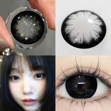 Lalens Un par de lentes de contacto de color de ojos grandes de color púrpura, gris y negro de Lalens de 14,5 mm de uso semianual para maquillaje de ojos con un diámetro grande de 14,50 mm para maquillaje de disfraz, graduación, cumpleaños, vacaciones, verano, otoño, fiesta, playa, viaje, campamento, escuela, festivales, decoración, regalo, cosplay de chica rosa, mejor encanto