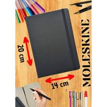 Moleskine Style Notebook 14x20 SKETCHBOOK With Or Without Lines - 黑色-含關稅 - 查看 5