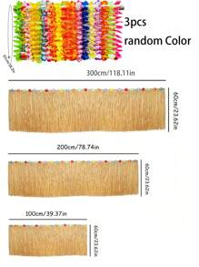 1pc Hawaiian Party Grass Table Skirt Luau Party Tropical Decoration Table Skirt, For Hawaii Themed Summer Beach Birthday Wedding Decor, Camping, Wedding Decor, Outdoor Decor