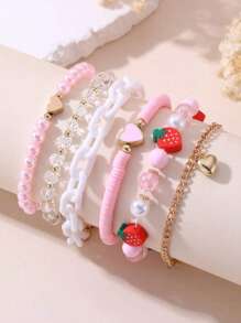 4 piezas Pulsera geométrica con cuentas de árbol de Navidad y caramelo 2026, de metal CCB, regalo de fiesta de moda casual