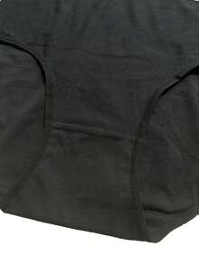 5pcs/Set Women Plus Size Simple Solid Black High Waist Stretchy Panties - Multicolor - View 4
