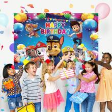 Paw Patrol Authorize 1PC Paw Patrol Cartoon Theme Birthday Party Decoration Hanging Cloth Wall Decoration 210 * 150/150 * 100/100 * 75CM Colorful Balloons Banner Ryder Archie Maomao Tiantian Zhuzhu Puppy Flash Wall Decoration Theme Birthday Party Background Cloth Banner Photo Booth Photo Decoration Background Cloth Studio Live Venue Decoration Party Supplies