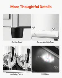 Commercial Slushy Machine, 12Lx2 Double Tank Frozen Drink Machine, 96 Cups Stainless Steel Margarita Smoothie Frozen Drink Maker, Slushie Maker For Home Party Restaurants Cafe Bars - Xi lanh đôi 12L - Xem 6