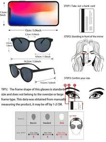 3pcs/Set Korean Vintage Full Frame Round Fashion Glasses - Black - View 6