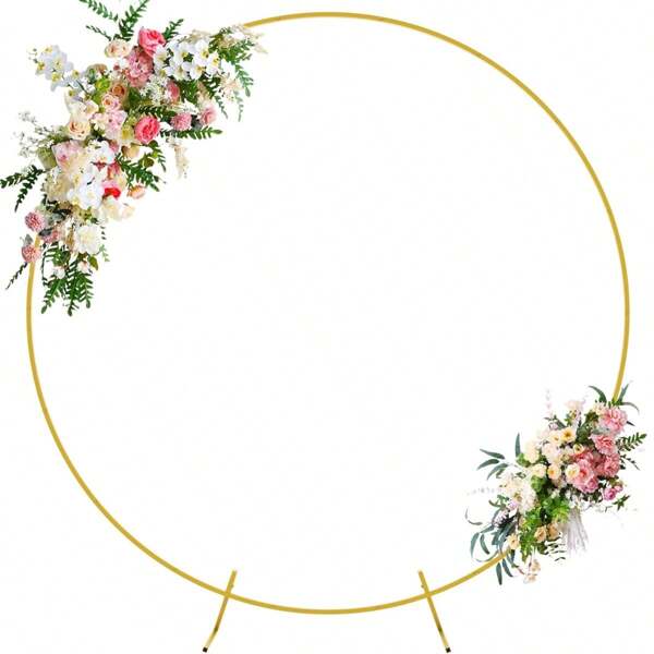 1 soporte circular de fondo dorado, kit de marco circular de metal para arco de globos de boda, disponible en múltiples tamaños de dorado y blanco, adecuado para bodas, Día de San Valentín, aniversarios, fiestas de cumpleaños, decoraciones de fotografía de graduación y fondos fotográficos