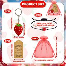 40pcs/Set Or 20pcs/Set Strawberry Keychains Gifts Including 10/5pcs Strawberry Keychains 10/5pcs Strawberry Bracelets With 10/5 Thank You Tags 10/5 Bag For Guests(20pcs/Set For Single Color, 40pcs/Set For Double Color) - Multicolor - View 5