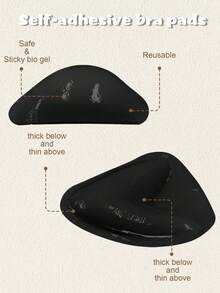 2pcs V-Shape Thickened Bra Pads, Black - Black - View 2