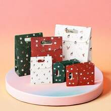 1pc Christmas Self-Adhesive Gift Box, Candy Box, Gift Candy Bag, Handheld Flip-Cover Gift Box Bag, Holiday Gift Bag