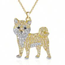 1 pièce Pendentif collier en alliage de zinc avec adorable Corgi, bijou de chien de compagnie en strass brillants, cadeau parfait pour les amateurs de chiens pour la Saint-Valentin, Noël, anniversaire