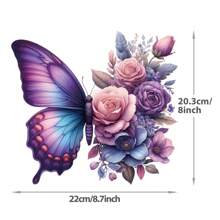 Pegatina de transferencia térmica de alta definición con degradado de color, con mariposa a la izquierda y flor a la derecha, adecuada para ropa, gorras, bolsos, toallas, sillas y otras decoraciones, de alta elasticidad y lavable
