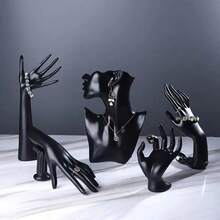 Exhibición de joyería a la moda, modelo de mano, tobillera, reloj, pulsera, soporte de exhibición, decoración de bocetos, organizador de anillos de fotos artísticas - Negro - Ver 4